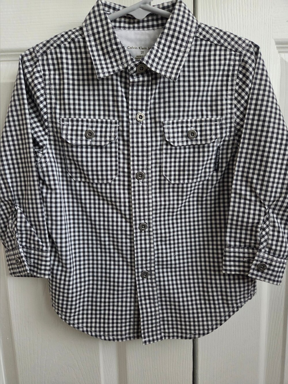 Calvin Klein Jeans Black & White Gingham Button-Down Shirt Size 2T